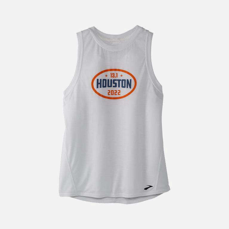 Brooks Houston22 Distance Graphic Womens Running Tank Top - White/13.1 Houston - Philippines (709563